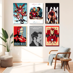 Iron Man poster | set of 6 | 12x18 inches poster with Vibrant HD Quality | Includes Free Glue Dots