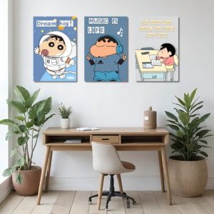 Shinchan Poster Set of 3 | 12x18 Inch Premium HD Wall Posters | Vibrant High-Quality Prints | Includes Free Glue Dots