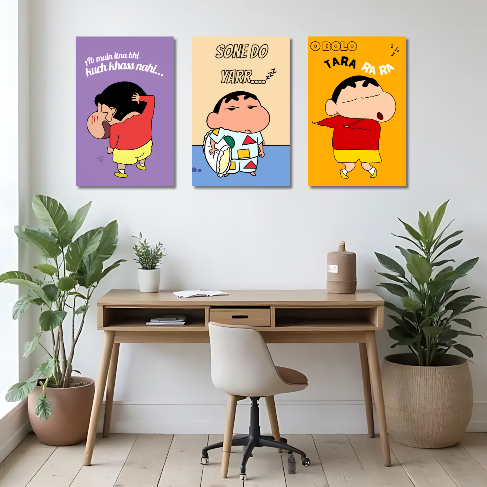 Shinchan Poster Set of 3 | 12x18 Inch Premium HD Wall Posters | Vibrant High-Quality Prints | Includes Free Glue Dots